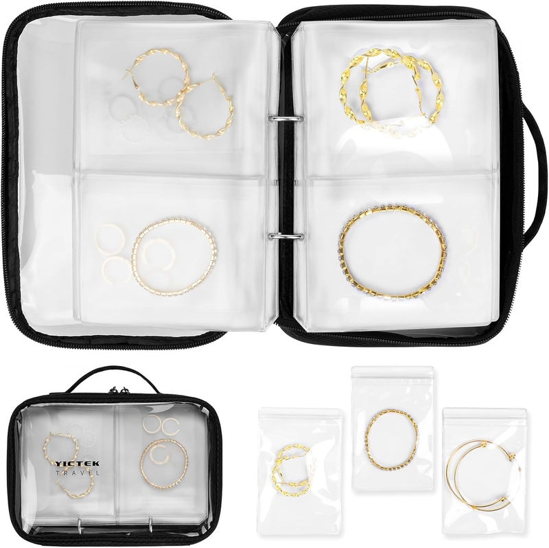 YICTEK Clear Travel Size Jewelry Organizer Bag with 10 Pcs See-through And large Capacity Jewelry Storage Book Organizer Binder Pages for Necklaces, Earrings, Rings, Bracelets - Image 1
